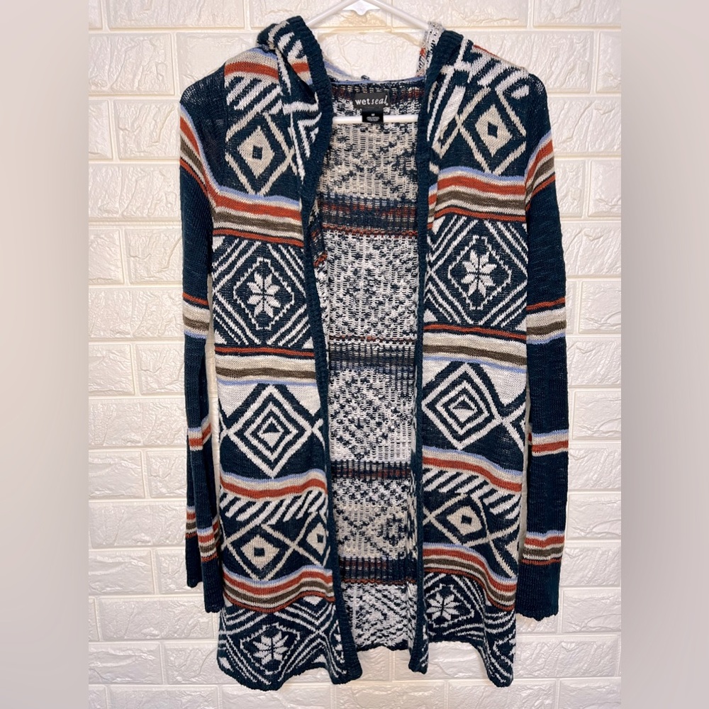 Wet Seal Knit Hooded Cardigan Sz Medium